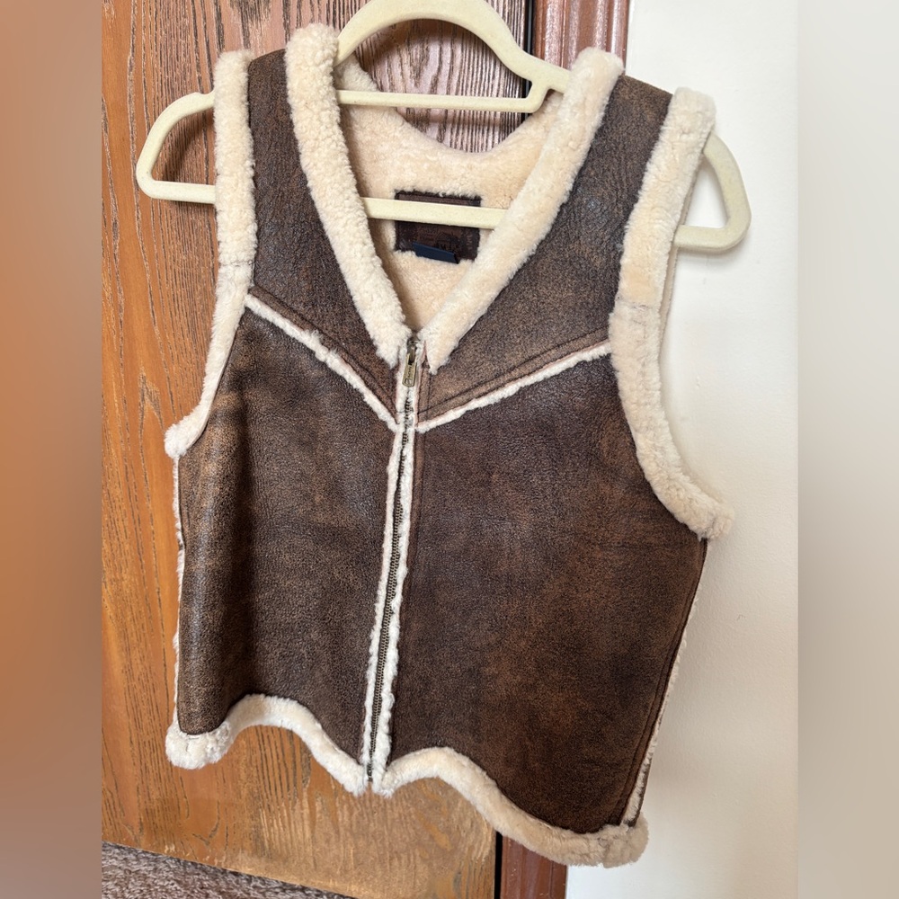 shearling lamb fur leather vintage vest